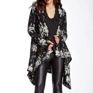 Anthropologie Yoana Baraschi Wool Blend Black Gray Open Draped Cardigan S